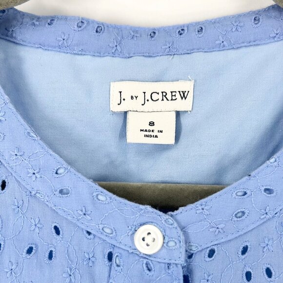 J. by J. Crew Eyelet Shirt Dress in Bright Perri Size 8 - Picture 9 of 11